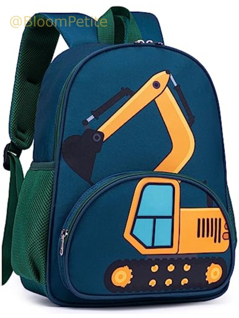 Kids Preschool Backpack 15 Inch Excavator Truck School Bag Water-Resistant